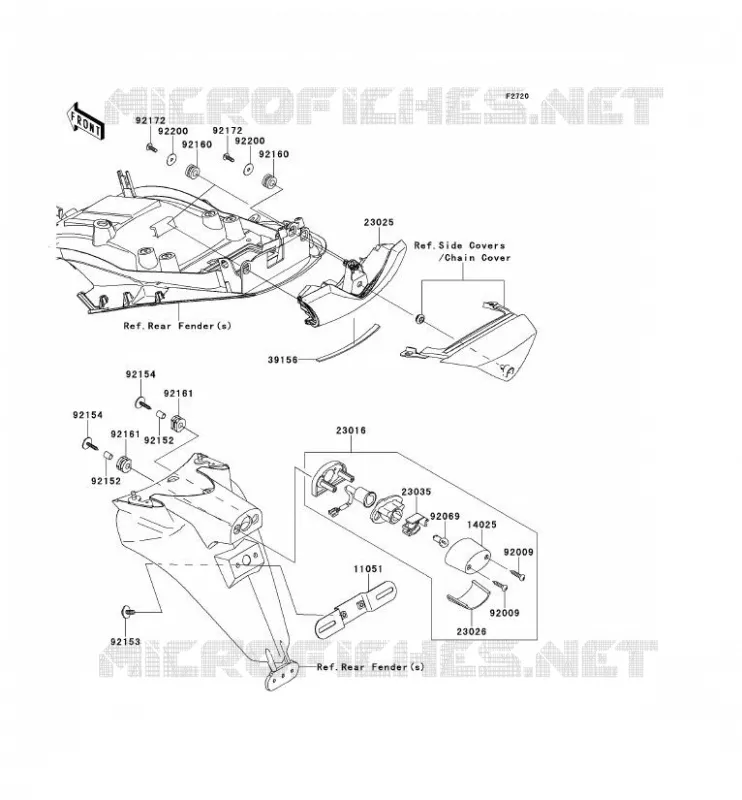 FEUX ARRI&Egrave;RE(S) Kawasaki MOTOS 1400 2013 ZZR1400 ABS  ZX1400FDF