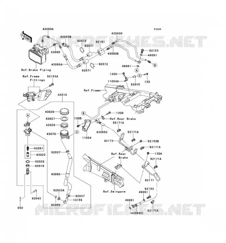 MAITRE CYLINDRE ARRI&Egrave;RE Kawasaki MOTOS 1400 2013 ZZR1400 ABS  ZX1400FDFA