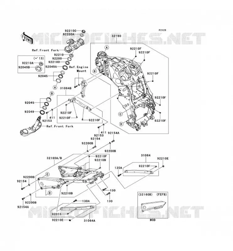 CH&Acirc;SSIS Kawasaki MOTOS 1400 2013 ZZR1400 ABS  ZX1400FDFA