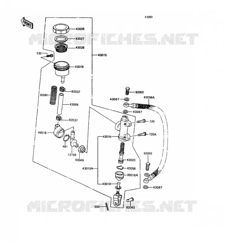 MAITRE CYLINDRE ARRI&Egrave;RE Kawasaki MOTOS 400 1994 Z400FII  ZX400-C5
