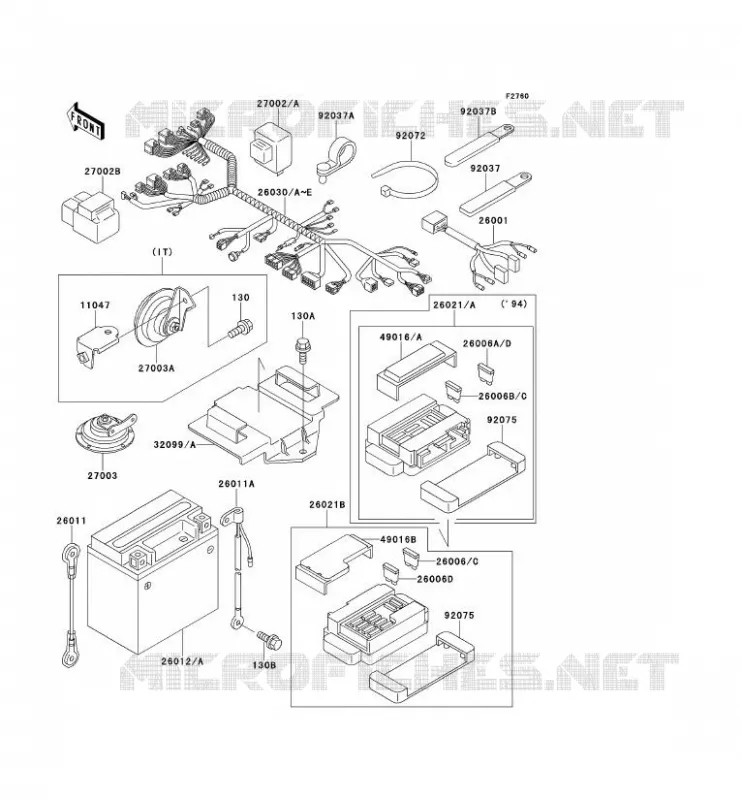 CHASSIS EQUIPMENT ELECTRIQUE Kawasaki MOTOS 400 1994 ZXR400  ZX400-L4