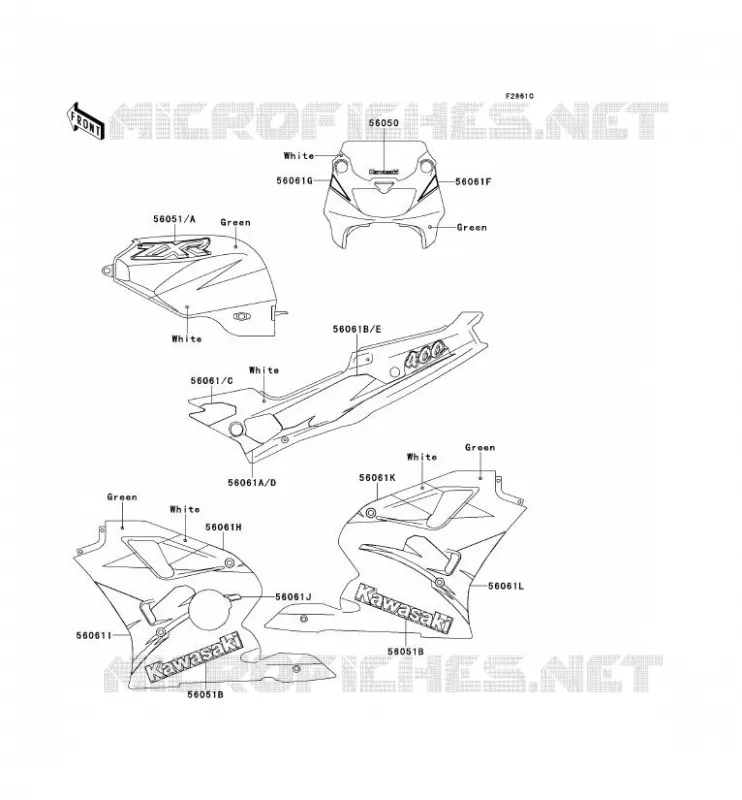 STICKER(VERT/BLANC) Kawasaki MOTOS 400 1995 ZXR400  ZX400-L5