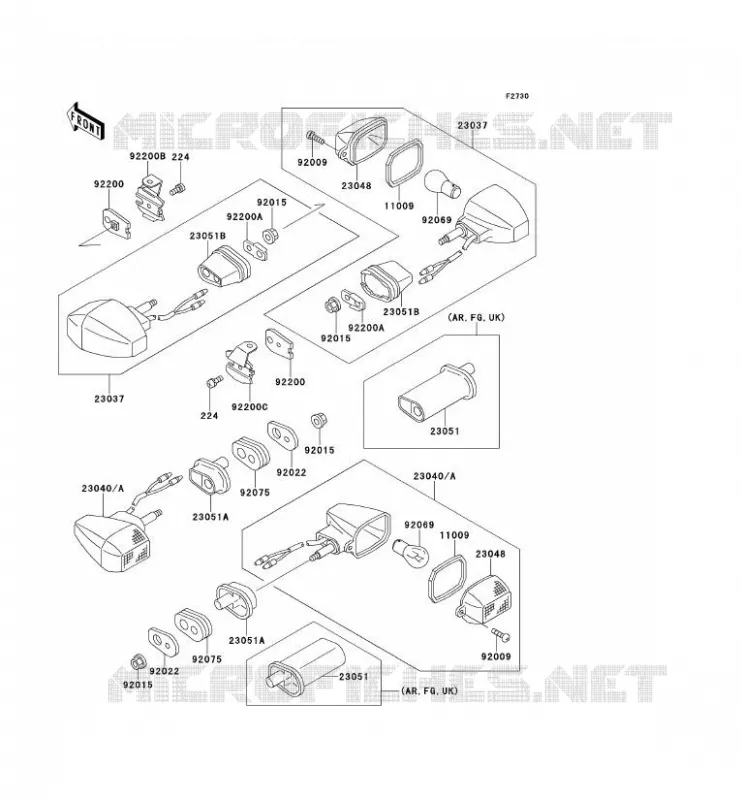 CLIGNOTANTS Kawasaki MOTOS 400 1995 ZXR400  ZX400-L5
