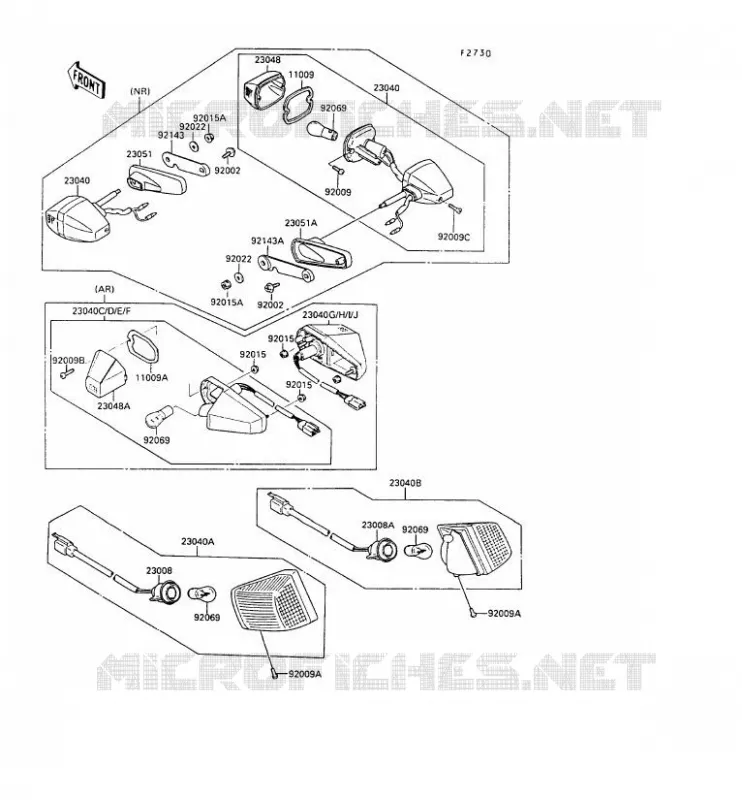 CLIGNOTANTS Kawasaki MOTOS 500 1989 GPX500R  ZX500-B2