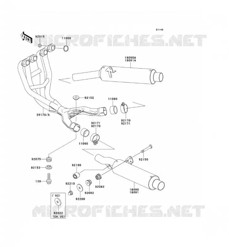 &Eacute;CHAPPEMENT Kawasaki MOTOS 600 2004 ZZR600  ZX600-E12