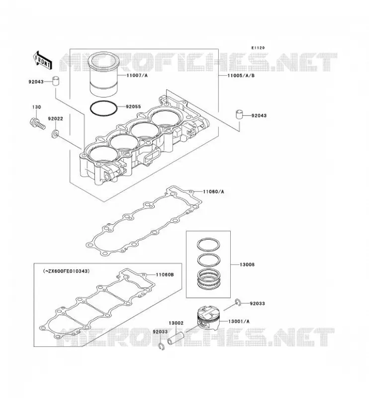 CYLINDRE/PISTON Kawasaki MOTOS 600 1996 NINJA ZX-6R  ZX600-F2