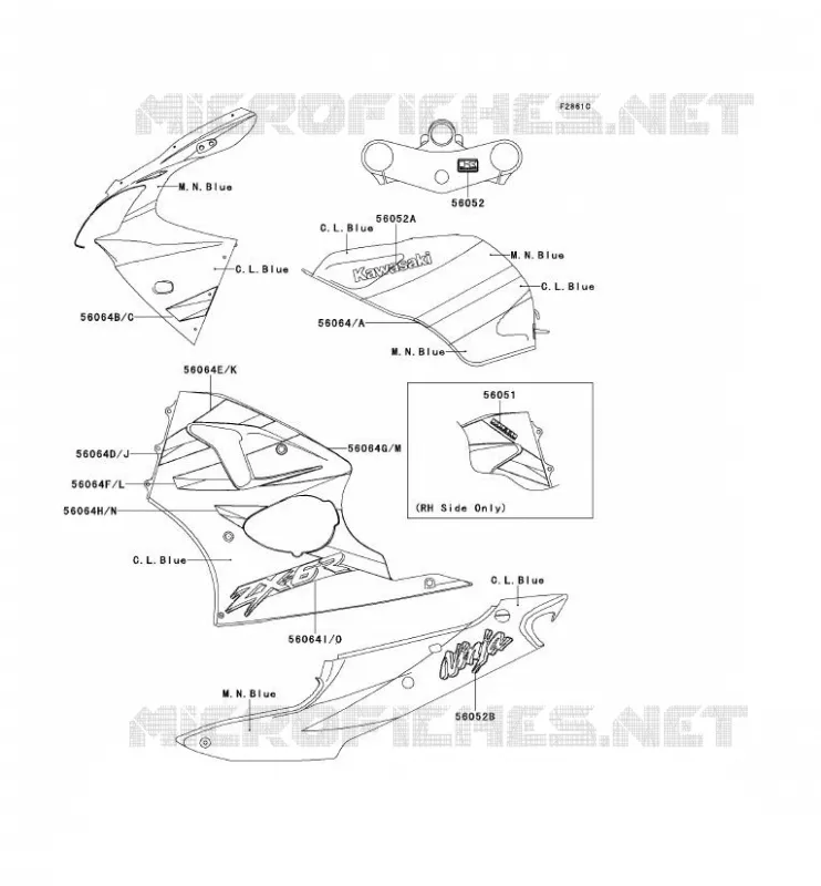 STICKER(C.L.BLEU/M.N.BLEU) Kawasaki MOTOS 600 2000 NINJA ZX-6R  ZX600-J1H