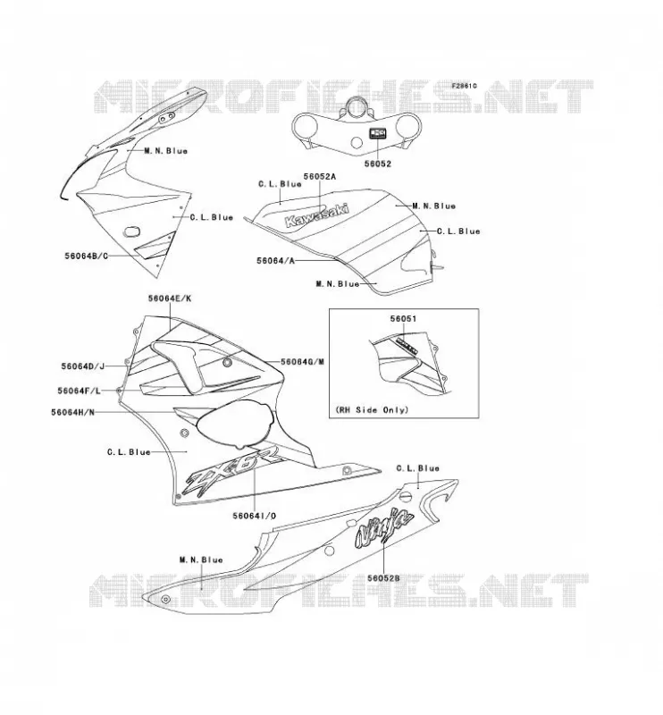 STICKER(C.L.BLEU/M.N.BLEU) Kawasaki MOTOS 600 2000 NINJA ZX-6R  ZX600-J1P