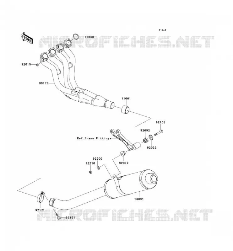 &Eacute;CHAPPEMENT Kawasaki MOTOS 600 2003 NINJA ZX-6RR  ZX600-K1H