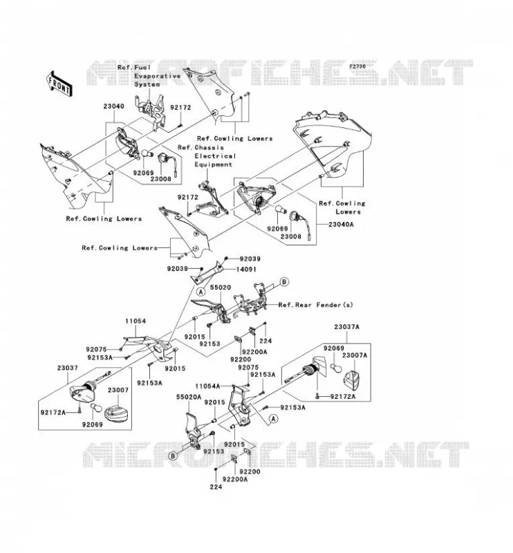 CLIGNOTANTS Kawasaki MOTOS 600 2007 NINJA ZX-6R  ZX600P7F