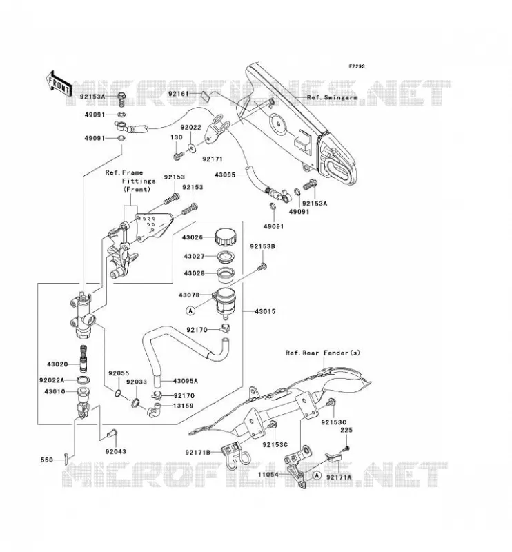 MAITRE CYLINDRE ARRI&Egrave;RE Kawasaki MOTOS 600 2007 NINJA ZX-6R  ZX600P7F