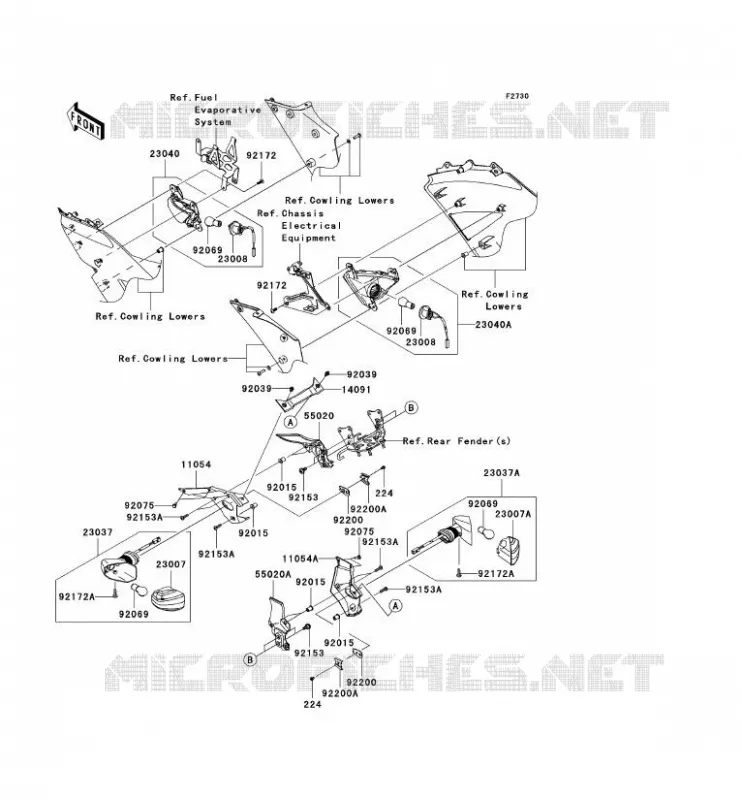 CLIGNOTANTS Kawasaki MOTOS 600 2007 NINJA ZX-6R  ZX600P7F