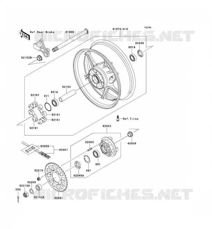 ROUE ARRI&Egrave;RE/CHAINE Kawasaki MOTOS 600 2007 NINJA ZX-6R  ZX600P7F