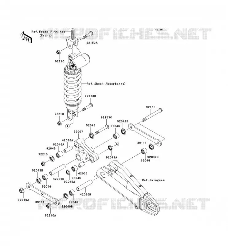 SUSPENSION ARRI&Egrave;RE Kawasaki MOTOS 600 2007 NINJA ZX-6R  ZX600P7F