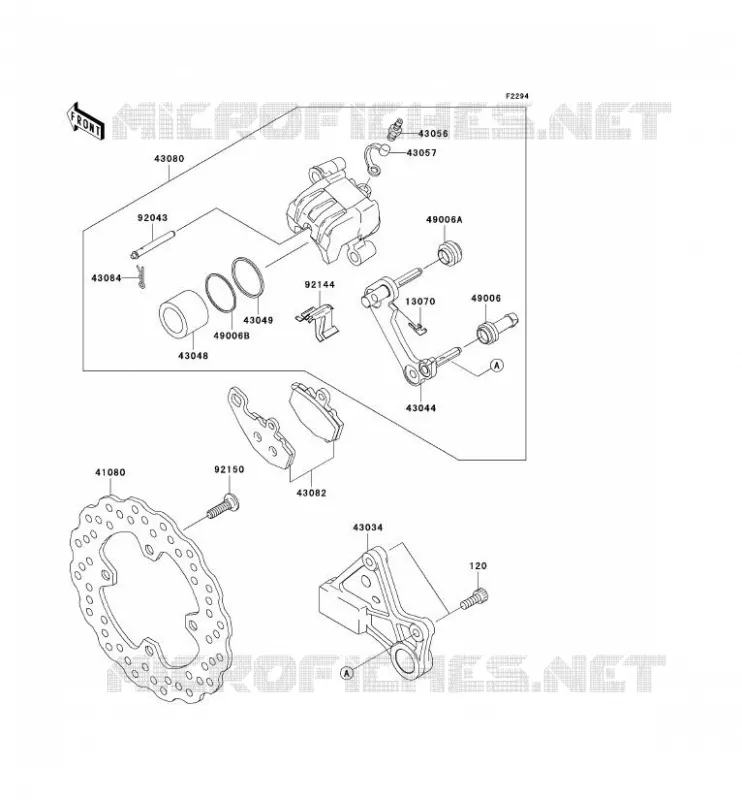 FREIN ARRIERE Kawasaki MOTOS 600 2008 NINJA ZX-6R  ZX600P8F