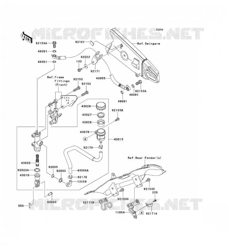 MAITRE CYLINDRE ARRI&Egrave;RE Kawasaki MOTOS 600 2008 NINJA ZX-6R  ZX600P8F