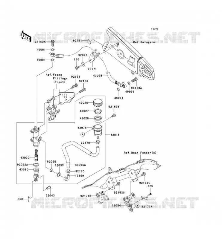 MAITRE CYLINDRE ARRI&Egrave;RE Kawasaki MOTOS 600 2008 NINJA ZX-6R  ZX600P8F