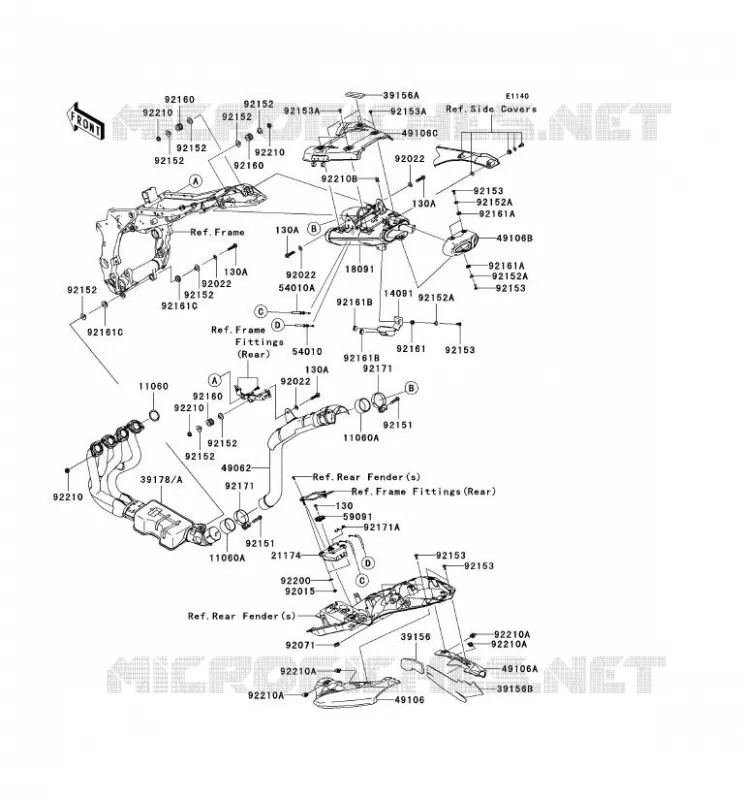 &Eacute;CHAPPEMENT Kawasaki MOTOS 600 2008 NINJA ZX-6R  ZX600P8FA