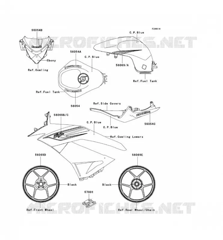 STICKER(C.P.BLEU)(CA,US) Kawasaki MOTOS 600 2011 NINJA ZX-6R  ZX600RBF