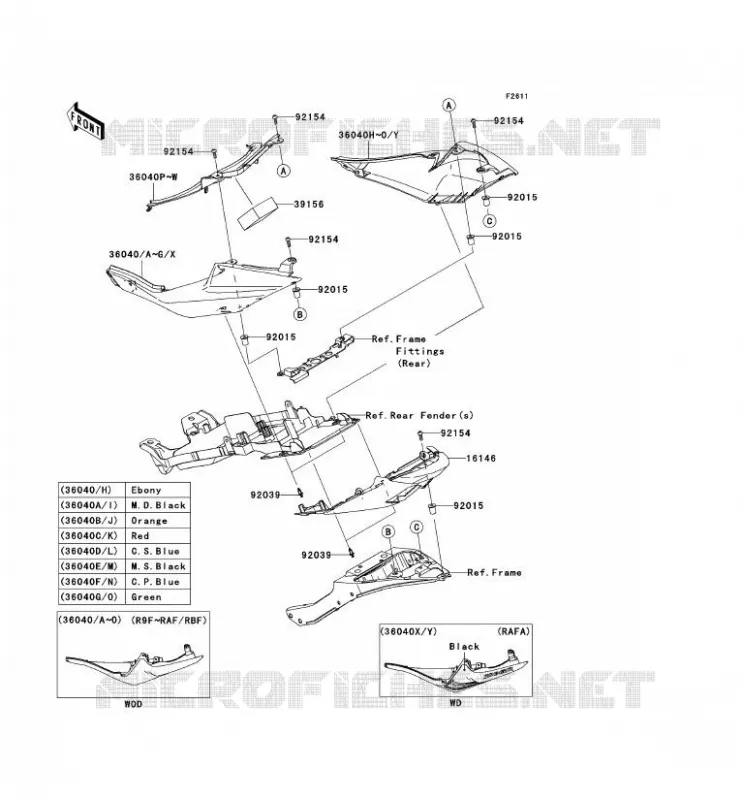 CACHE LAT&Eacute;RAL Kawasaki MOTOS 600 2011 NINJA ZX-6R  ZX600RBF