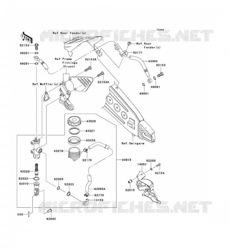 MAITRE CYLINDRE ARRI&Egrave;RE Kawasaki MOTOS 600 2011 NINJA ZX-6R  ZX600RBF