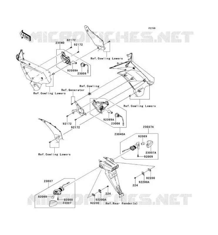 CLIGNOTANTS Kawasaki MOTOS 600 2011 NINJA ZX-6R  ZX600RBF