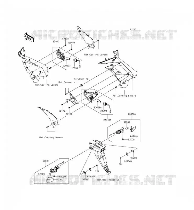 CLIGNOTANTS Kawasaki MOTOS 600 2014 NINJA ZX-6R  ZX600REF