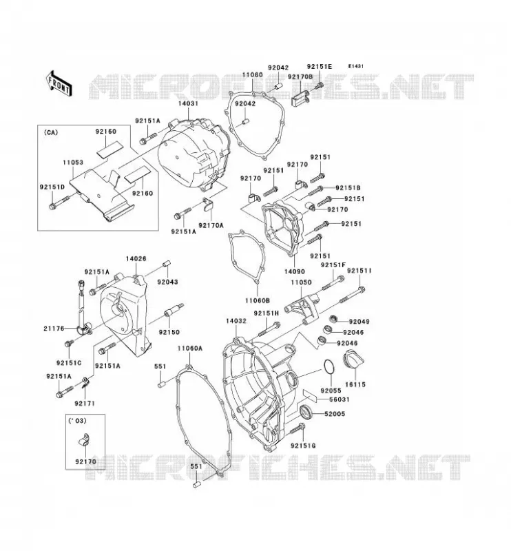 COUVERCLES MOTEUR Kawasaki MOTOS 636 2003 NINJA ZX-6R  ZX636-B1