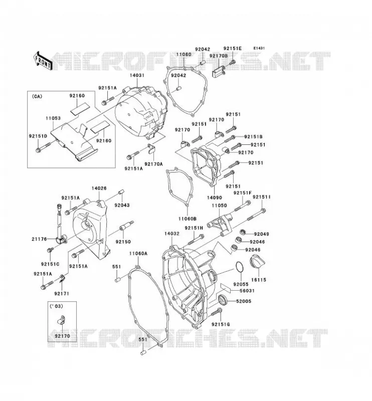 COUVERCLES MOTEUR Kawasaki MOTOS 636 2003 NINJA ZX-6R  ZX636-B1