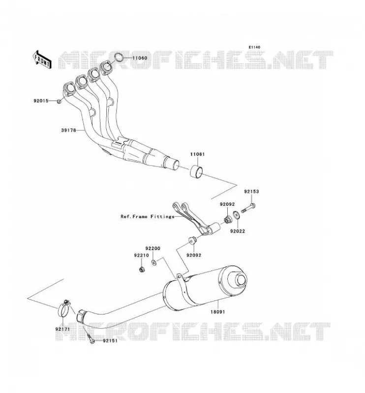 &Eacute;CHAPPEMENT Kawasaki MOTOS 636 2003 NINJA ZX-6R  ZX636-B1