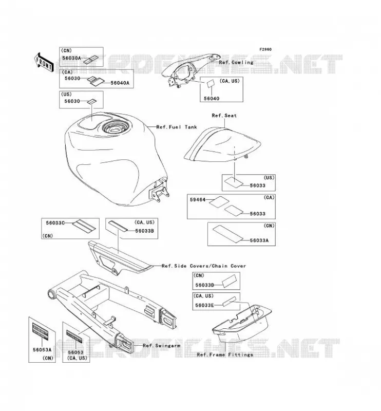LABEL Kawasaki MOTOS 636 2003 NINJA ZX-6R  ZX636-B1