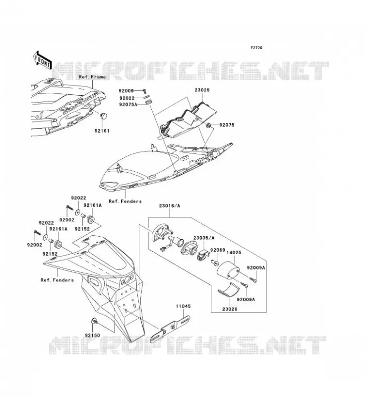 FEUX ARRI&Egrave;RE(S) Kawasaki MOTOS 636 2004 NINJA ZX-6R  ZX636-B2