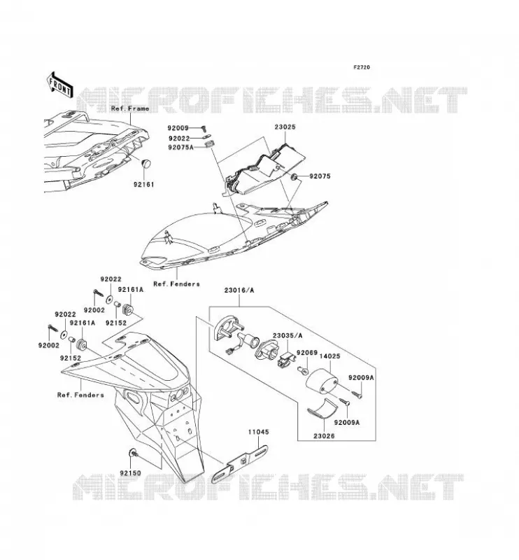FEUX ARRI&Egrave;RE(S) Kawasaki MOTOS 636 2004 NINJA ZX-6R  ZX636-B2