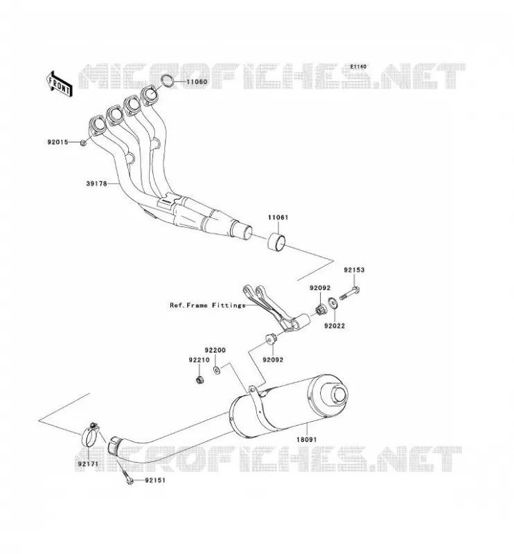 &Eacute;CHAPPEMENT Kawasaki MOTOS 636 2004 NINJA ZX-6R  ZX636-B2