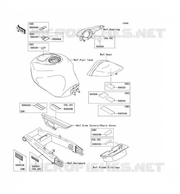 LABEL Kawasaki MOTOS 636 2004 NINJA ZX-6R  ZX636-B2