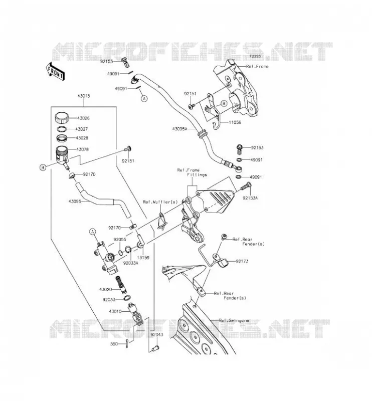 MAITRE CYLINDRE ARRI&Egrave;RE Kawasaki MOTOS 636 2013 NINJA ZX-6R  ZX636EDF