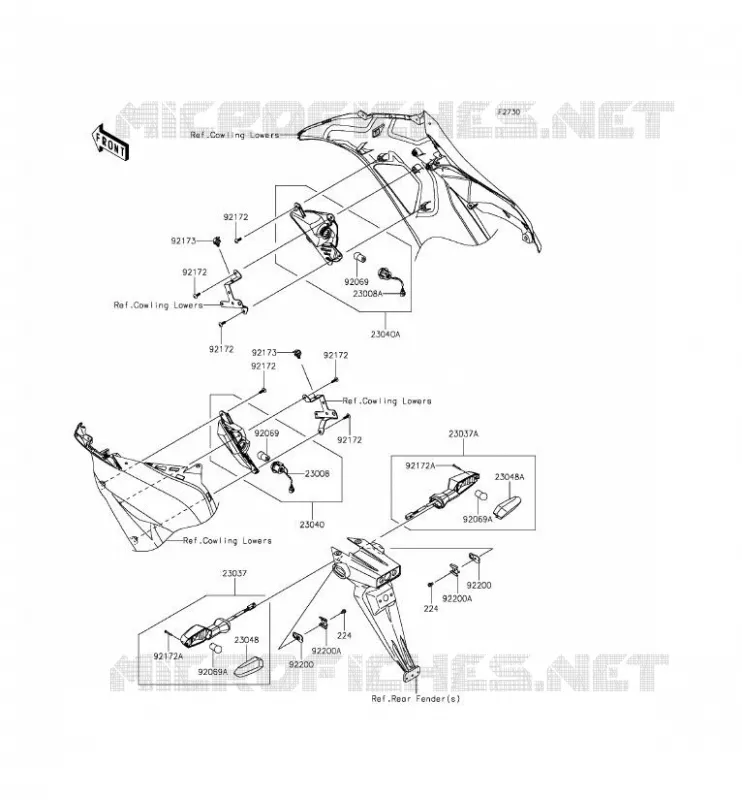CLIGNOTANTS Kawasaki MOTOS 636 2013 NINJA ZX-6R  ZX636EDF
