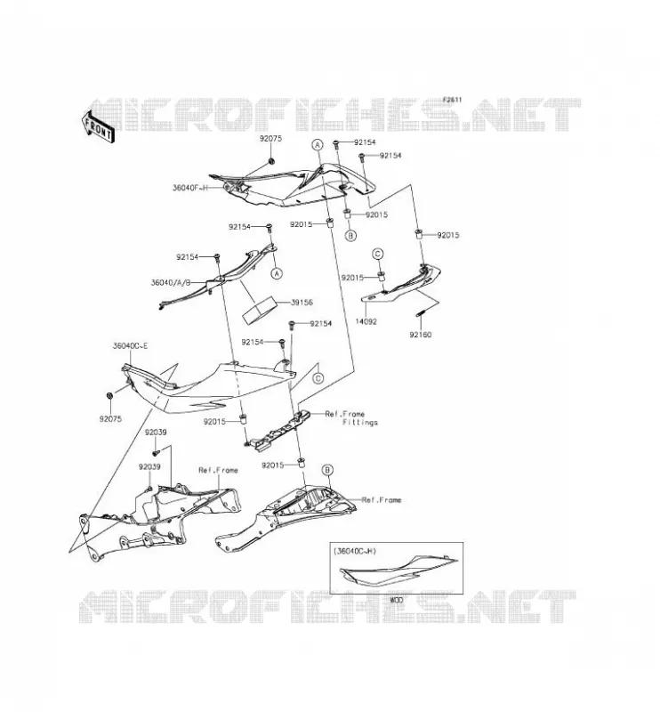 CACHE LAT&Eacute;RAL Kawasaki MOTOS 636 2014 NINJA ZX-6R  ZX636EEF