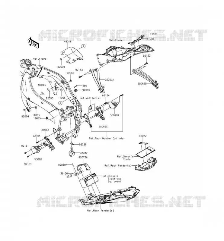 PIECE DE CADRE (COUVERTURE) Kawasaki MOTOS 636 2014 NINJA ZX-6R  ZX636EEF