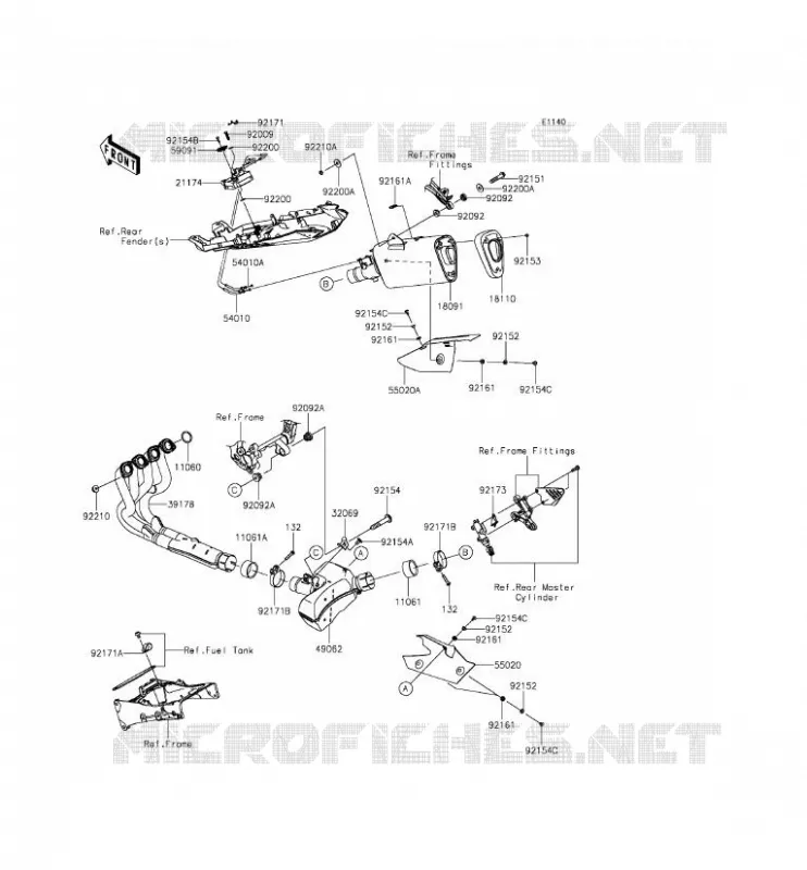 &Eacute;CHAPPEMENT Kawasaki MOTOS 636 2014 NINJA ZX-6R ABS  ZX636FEF