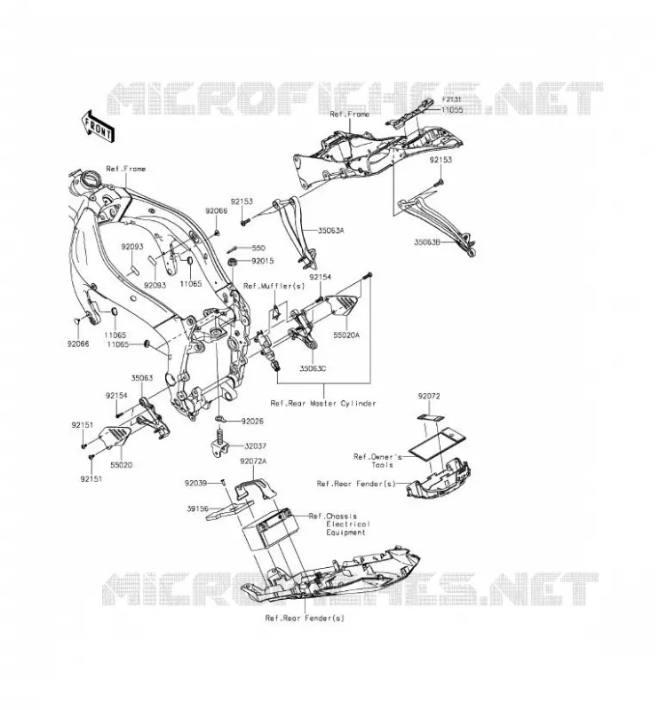 PIECE DE CADRE (COUVERTURE) Kawasaki MOTOS 636 2015 NINJA ZX-6R ABS  ZX636FFF