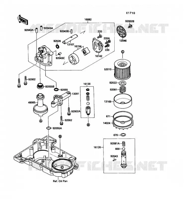 POMPE A HUILE/FILTRE &Agrave; HUILE Kawasaki MOTOS 750 1990 GPX750R  ZX750-F4