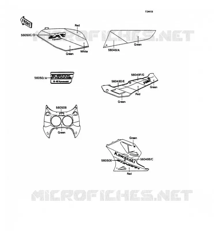 STICKER(VERT/ROUGE/BLANC) Kawasaki MOTOS 750 1989 ZXR750  ZX750-H1