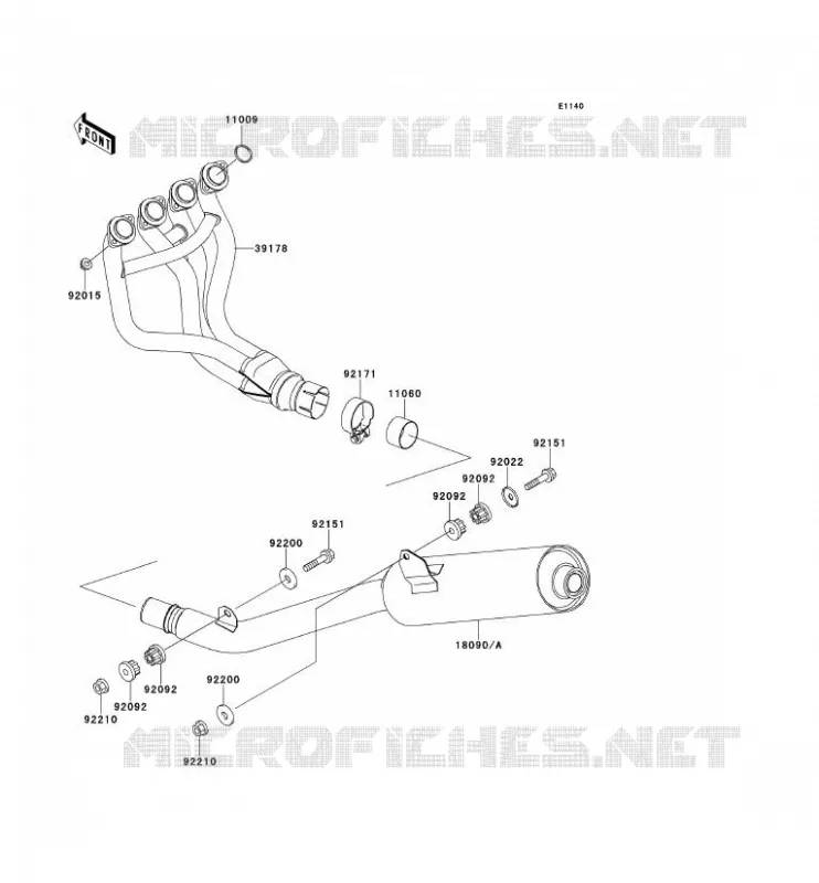 &Eacute;CHAPPEMENT Kawasaki MOTOS 900 2000 NINJA ZX-9R  ZX900-E1