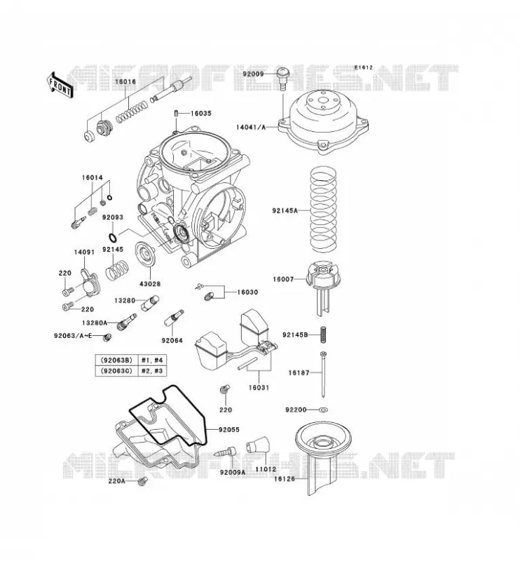 PI&Egrave;CES DE CARBURATEUR Kawasaki MOTOS 900 2000 NINJA ZX-9R  ZX900-E1P