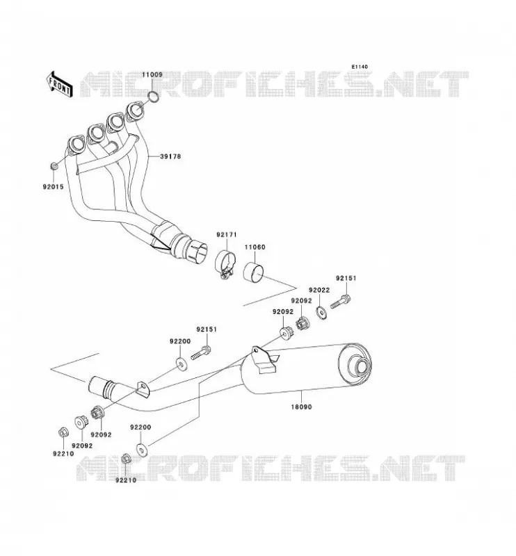 &Eacute;CHAPPEMENT Kawasaki MOTOS 900 2001 NINJA ZX-9R  ZX900-E2P