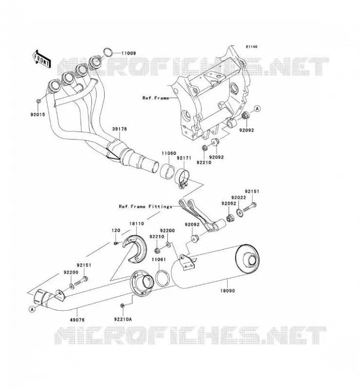 &Eacute;CHAPPEMENT Kawasaki MOTOS 900 2002 NINJA ZX-9R  ZX900-F1H
