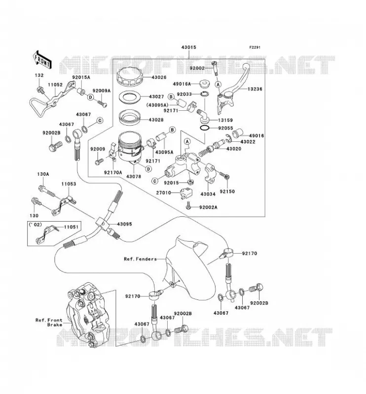 MAITRE CYLINDRE AV Kawasaki MOTOS 900 2002 NINJA ZX-9R  ZX900-F1H