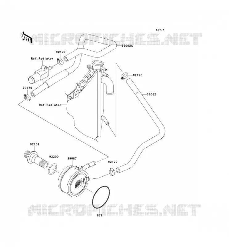 RADIATEUR D'HUILE Kawasaki MOTOS 900 2002 NINJA ZX-9R  ZX900-F1P