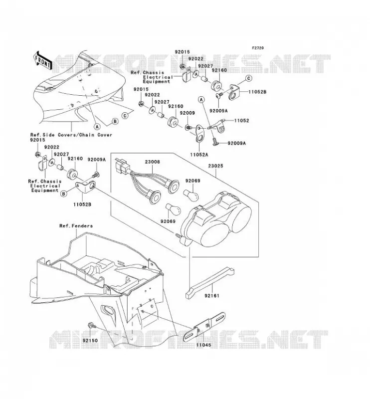 FEUX ARRI&Egrave;RE(S) Kawasaki MOTOS 900 2003 NINJA ZX-9R  ZX900-F2
